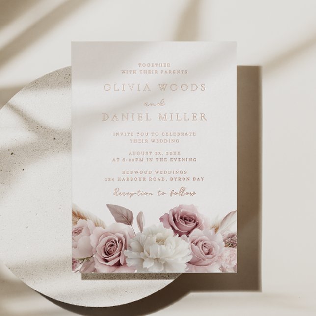 Invitation En Aluminium Elégant Blush Dusty Rose Mariage Rose Or (Créateur téléchargé)