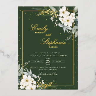 Invitation En Aluminium Elégant Boho Aquarelle Floral Black Gold Mariage
