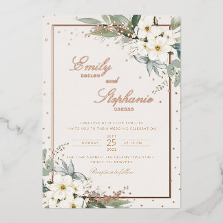 Invitation En Aluminium Elégant Boho Aquarelle Floral Black Gold Mariage