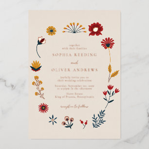 Invitation En Aluminium Elégant Boho Floral Mariage Rose or