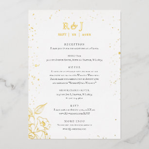 Invitation En Aluminium Élégant boîtier Mariage Floral Doré