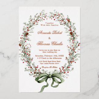 Invitation En Aluminium Elegant botanical Wedding 
