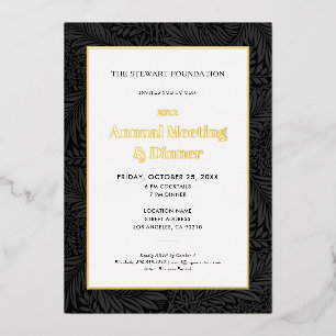 Invitation En Aluminium Élégant Botanique Noire Dîner d'affaires annuel