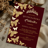 Élégant Bourdon Bourgogne Papillon Quinceanera