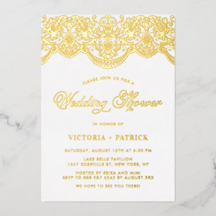 Invitation En Aluminium Élégant Brocart Floral de Dentelle Mariage Shower