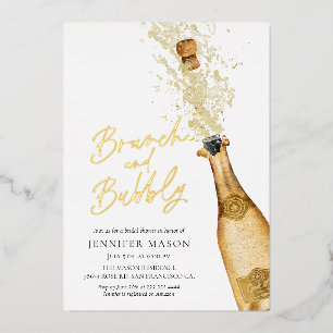 Invitation En Aluminium Élégant brunch et Champagne pétillant pour la douc
