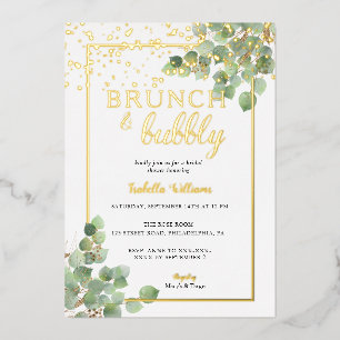 Invitation En Aluminium Élégant brunch et verdure pétillante pour une baby