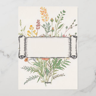 Invitation En Aluminium Élégant cadre floral botanique aquarelle pour mari