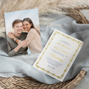 Invitation En Aluminium Elégant cadre or minimaliste Mariage photo