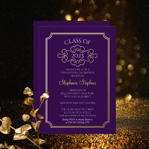 Invitation En Aluminium Élégant cadre Purple College Graduation Party