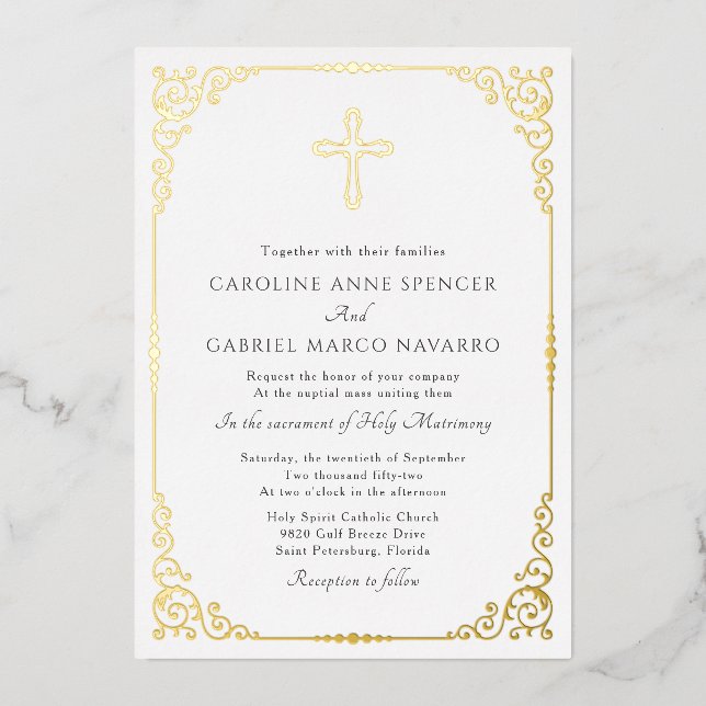 Invitation En Aluminium Elegant Catholic Mass Wedding (Recto)