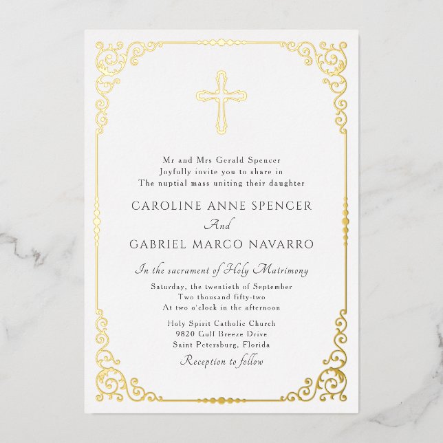 Invitation En Aluminium Elegant Catholic Mass Wedding (Recto)