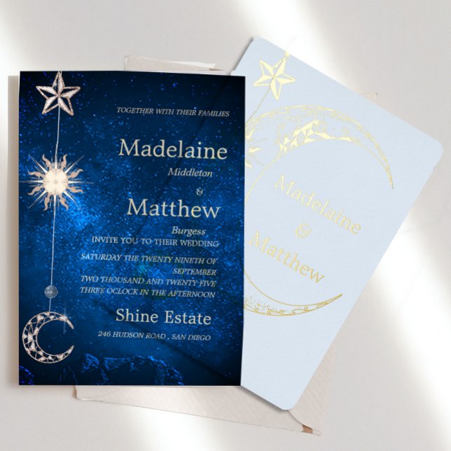 Invitation En Aluminium Elégant Céleste Stars Galaxy Mariage du soir (Créateur téléchargé)
