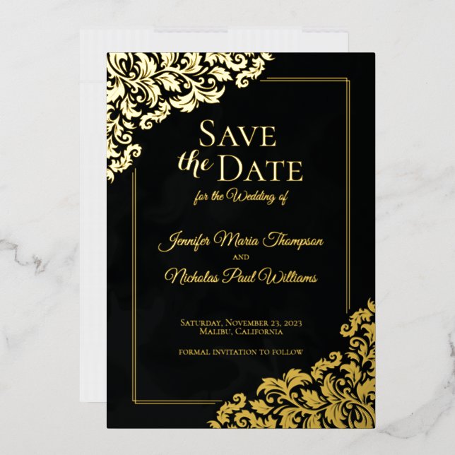 Invitation En Aluminium Élégant Classique avec Ornements Floraux pour Mari (Enveloppe)