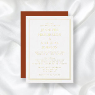 Invitation En Aluminium Élégant classique Formal Terracotta Mariage Or