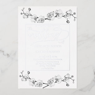 Invitation En Aluminium Élégant classique Orchidées Blanches Romantique Ma