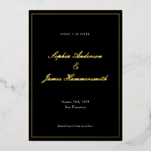Invitation En Aluminium Élégant Classy Formal Cadre Noir Mariage de script