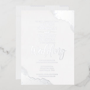 Invitation En Aluminium Elégant coin argent Bordure Mariage traditionnel