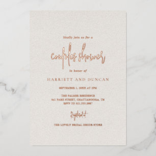 Invitation En Aluminium Élégant Couples Beige Neutre Couples Rose Or