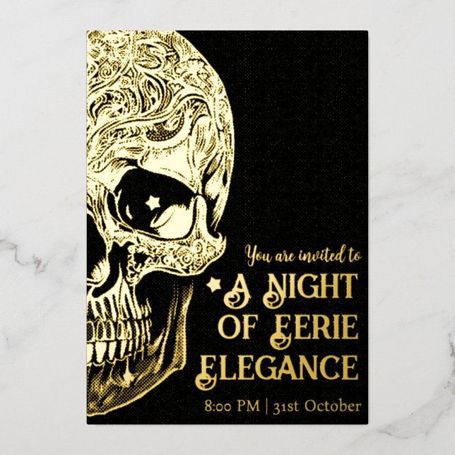 Invitation En Aluminium Elégant crâne gothique Halloween Foil (Recto)