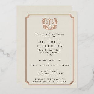 Invitation En Aluminium Élégant Cream Law School Graduation Party