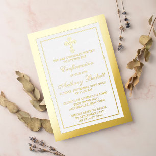 Invitation En Aluminium Elegant Cross Holy Communion Or Confirmation Real