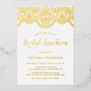 Invitation En Aluminium Élégant déjeuner nuptial Brocade Lace Floral