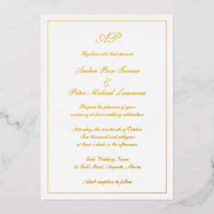 Invitation En Aluminium Élégant écriture simple monogramme formel mariage
