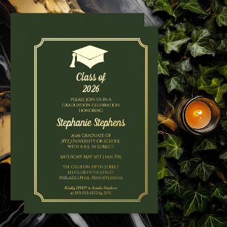 Invitation En Aluminium Elegant Emerald Green Gold Foil Graduation Party I