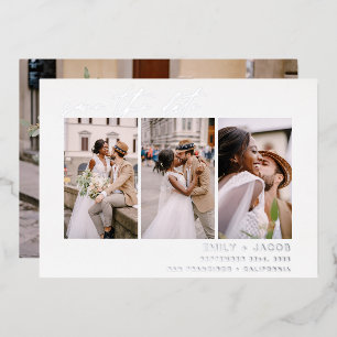 Invitation En Aluminium Élégant Enregistrer la date 4 Photo Minimaliste Ar