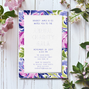 Invitation En Aluminium Élégant Fête de Gala de Bienfaisance Florale Rose