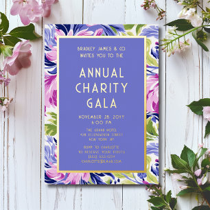 Invitation En Aluminium Élégant Fête de Gala de Bienfaisance Florale Rose