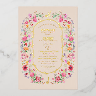 Invitation En Aluminium Elégant Fleur sauvage Meadow Printemps Jardin Mari