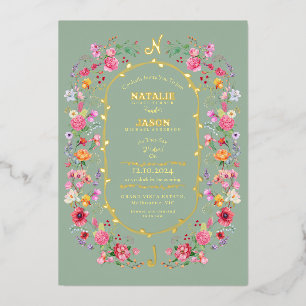 Invitation En Aluminium Elégant Fleur sauvage Meadow Printemps Jardin Mari