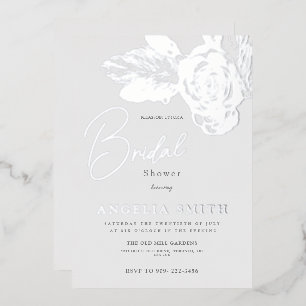Invitation En Aluminium Élégant floral argenté pour la véritable douche nu