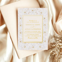 Élégant floral blanc mariage bordeaux or