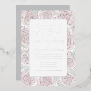 Invitation En Aluminium Elégant floral Dusty Rose classique aquarelle