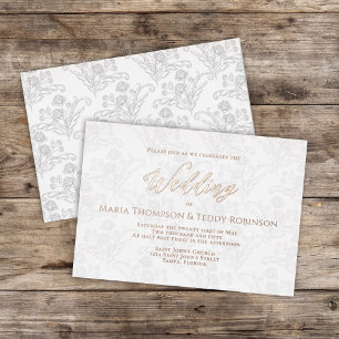 Invitation En Aluminium Élégant Floral Simple Foliage Script de calligraph