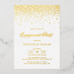 Invitation En Aluminium Élégant Foil Pressé Confetti Partie d'engagement