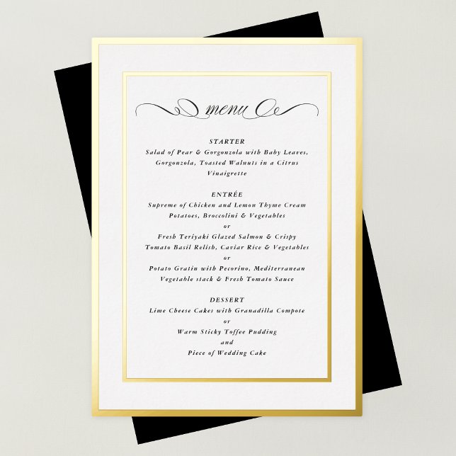Invitation En Aluminium Elégant Formal Calligraphie Gold Frame Mariage Men (Créateur téléchargé)