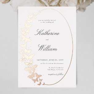 Invitation En Aluminium Élégant Formal Classic Butterfly Cadre Rose Or
