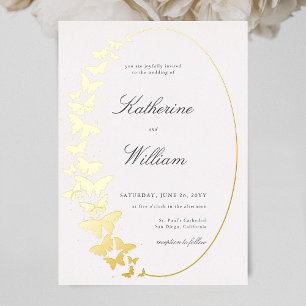 Invitation En Aluminium Élégant Formal Classic Butterfly Frame Or