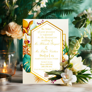 Invitation En Aluminium Élégant Formal Tropical Destination Mariage Foil I