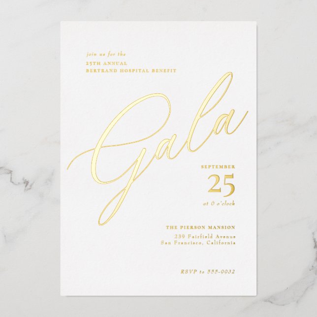 Invitation En Aluminium Élégant Gala de calligraphie de Cravate noire d'en (Recto)