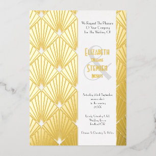 Invitation En Aluminium Elégant Gatsby Art Déco 1920 Mariage or Foil I