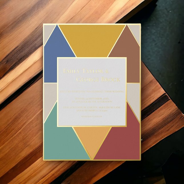 Invitation En Aluminium Elégant Géométrique Moderne Mariage Or (Créateur téléchargé)