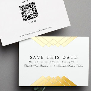 Invitation En Aluminium Élégant Géométrique Or Save the Date
