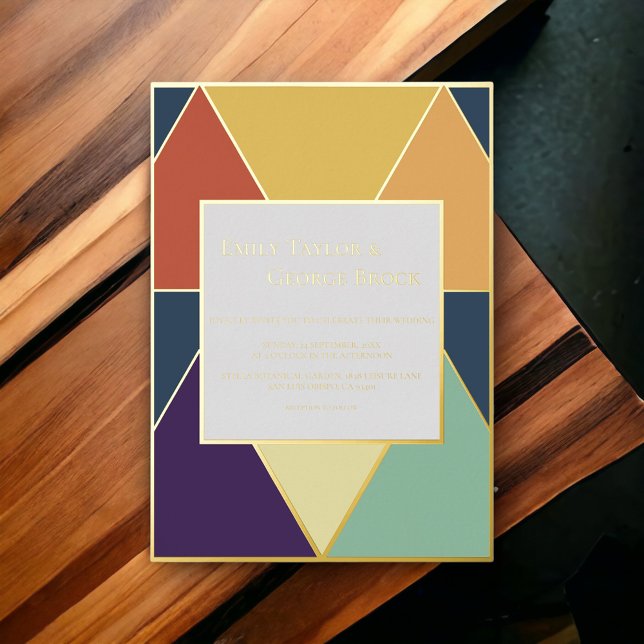 Invitation En Aluminium Elégant géométrique stylé moderne Mariage or (Créateur téléchargé)