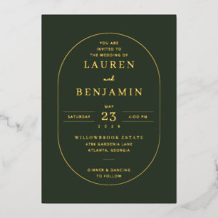 Invitation En Aluminium Élégant Géométrique Vert Foncé