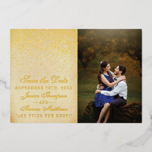 Invitation En Aluminium Élégant Glam Confettis Mariage Économisez La Date 